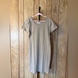 Zenana Cotton Stretch Midi Dress | Ash Mocha